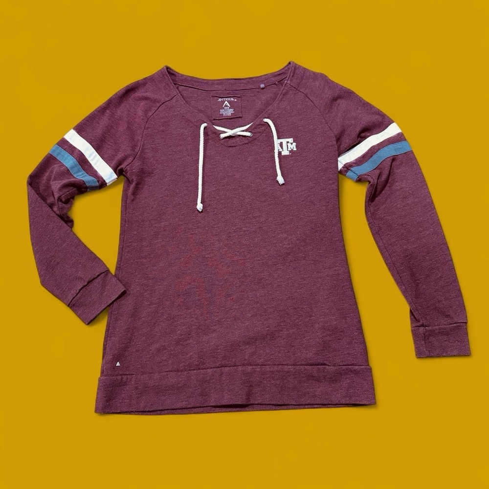 Texas A&M Women’s Pullover Sweatshirt Antigua Burgundy Lace-Up Women’s Small